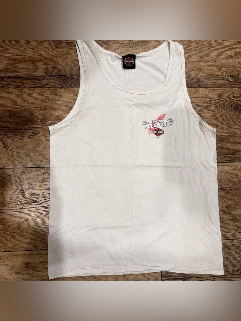 Harley-Davidson White Tank Top with Red Glendale Logo